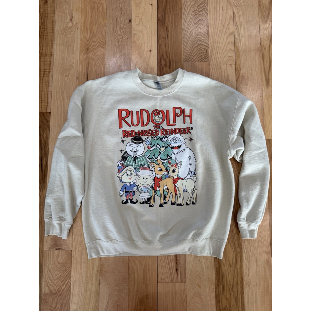 Vintage Look Rudolph And Friends Sweatshirt Retro Christmas Gildan XL